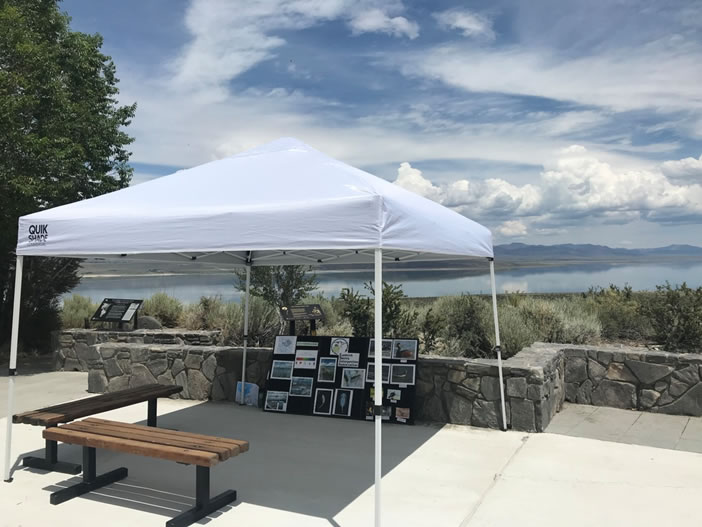 Mono Basin Basin Scenic AreaVisitor Center shade structure on the patio overlooking Mono Lake